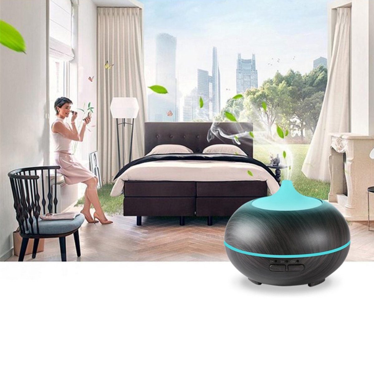 Natural Oak/Mahogany Essential Oil Humidifier