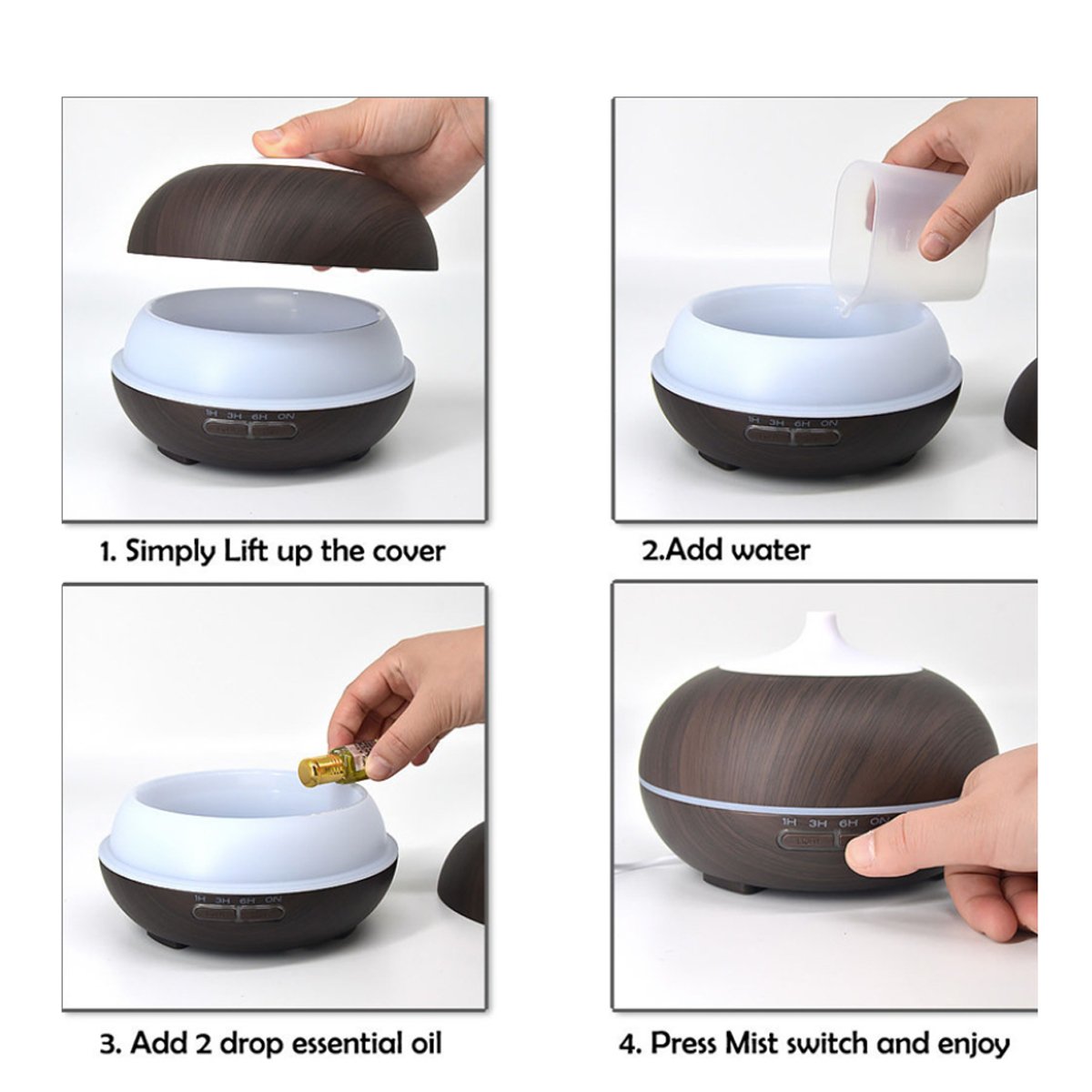 Natural Oak/Mahogany Essential Oil Humidifier