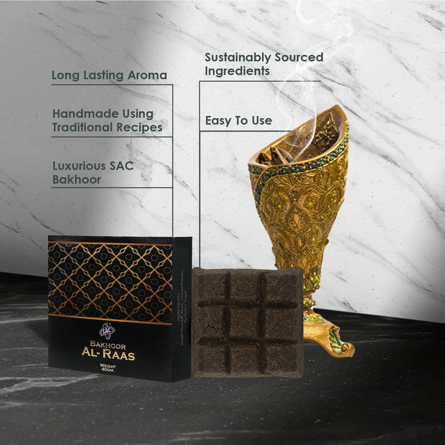 High Grade Premium Bakhoor Incense Bar | 9 Bricks Assorted Scents