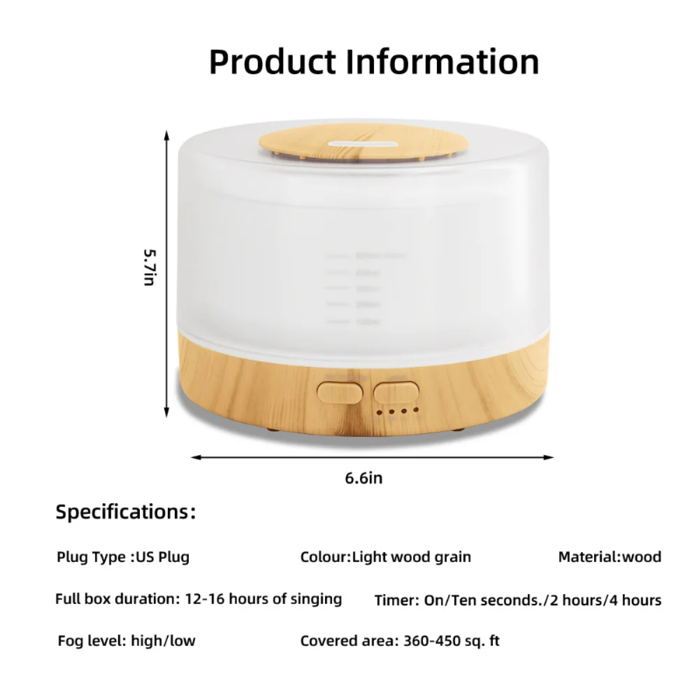 Aromatherapy Kit 500ml Essential Oil Diffuser 6 Therapeutic Oils