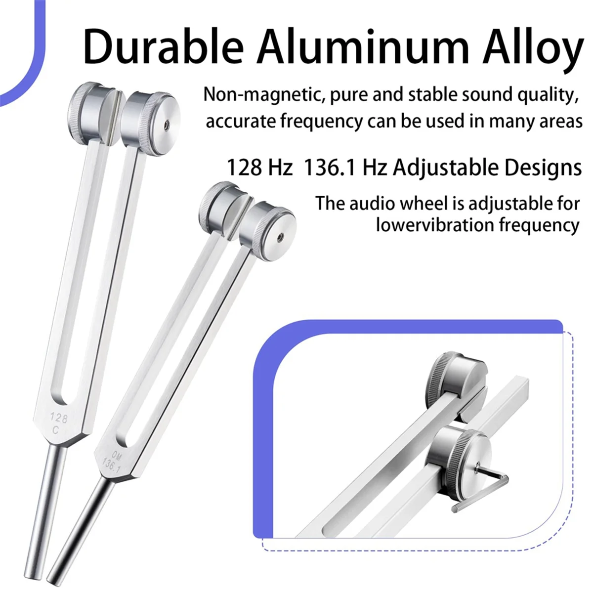Tuning Forks for Healing Set 256Hz, 384Hz + Hockey Puck Activator