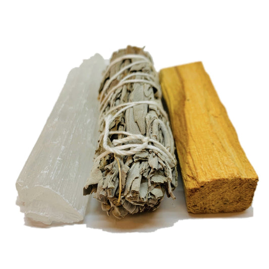 Cleansing Energy Bundle — Selenite, White Sage, & Palo Santo
