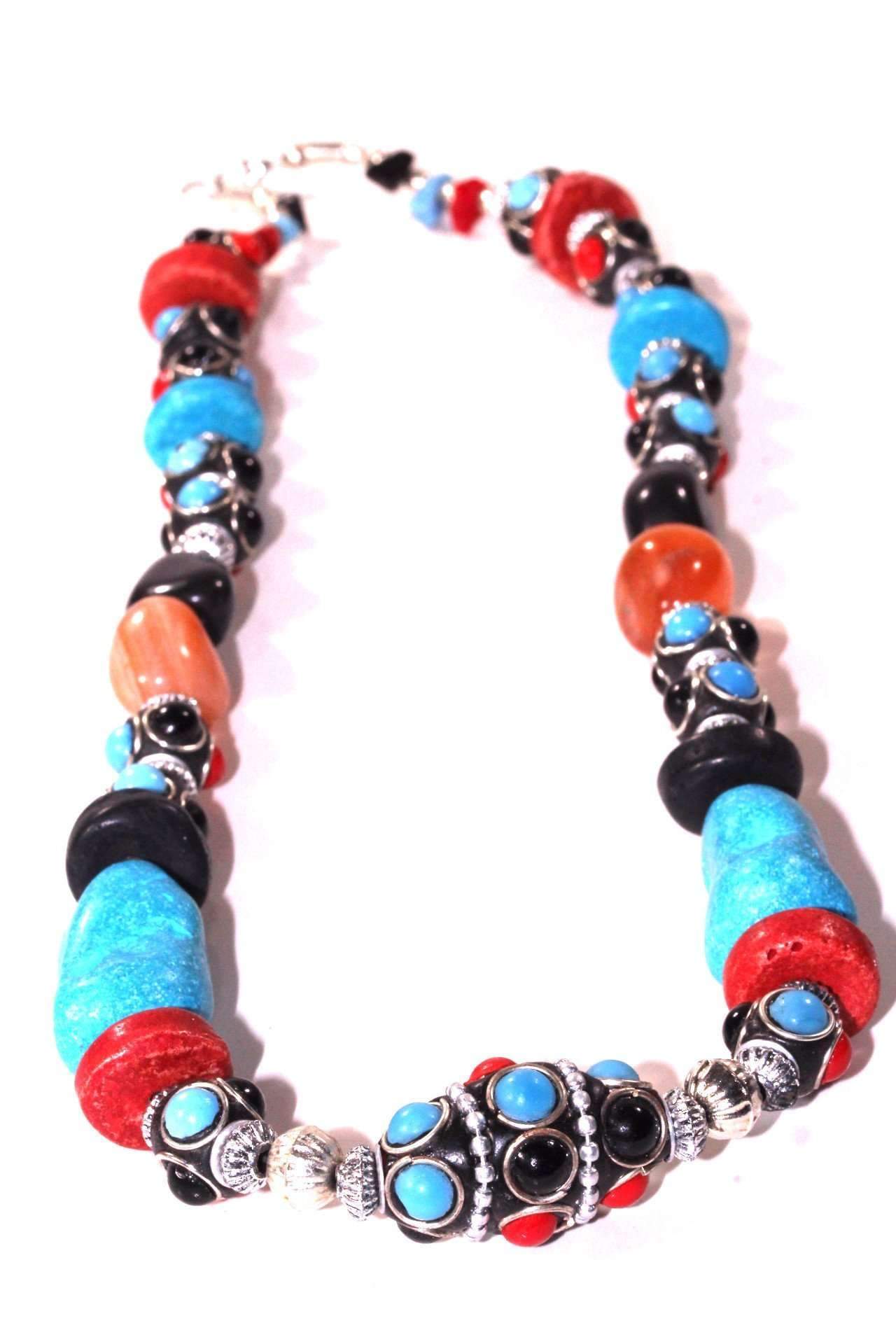 Resin Beads & Charms Necklace + Earrings Set
