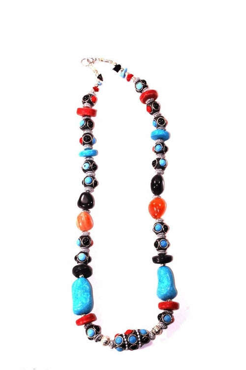 Resin Beads & Charms Necklace + Earrings Set