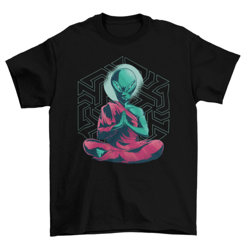 Alien Monk Meditating T-Shirt