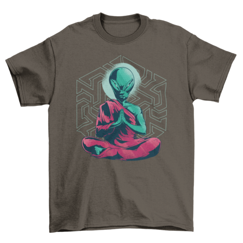 Alien Monk Meditating T-Shirt