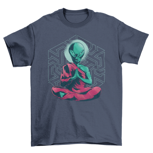 Alien Monk Meditating T-Shirt