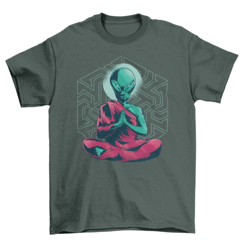 Alien Monk Meditating T-Shirt