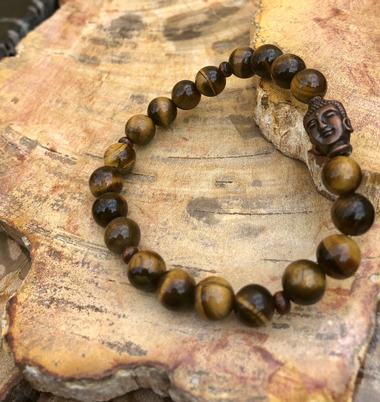 Tiger Eye & Buddha Natural Gemstone Bracelet