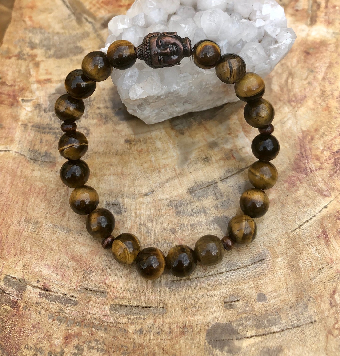 Tiger Eye & Buddha Natural Gemstone Bracelet