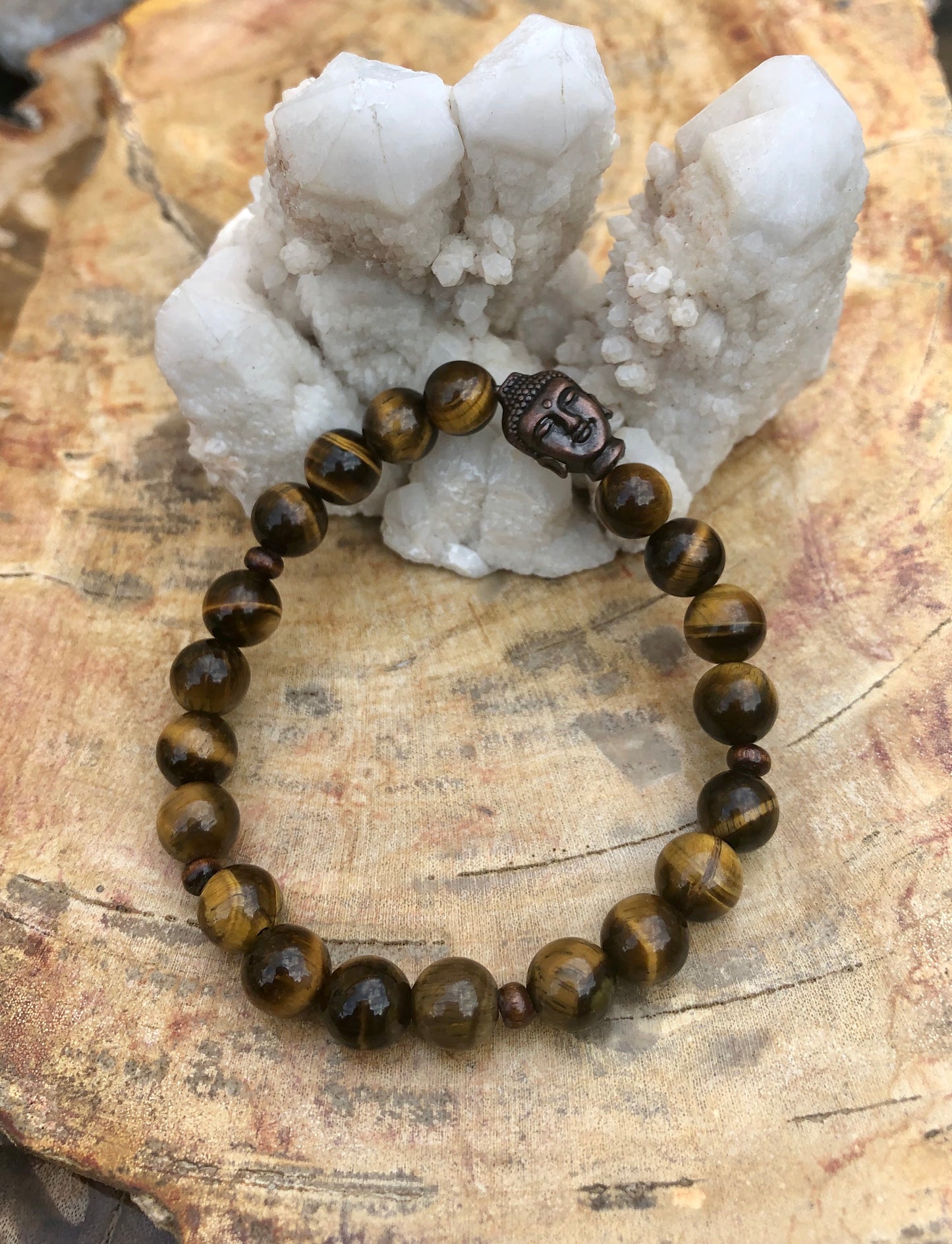 Tiger Eye & Buddha Natural Gemstone Bracelet
